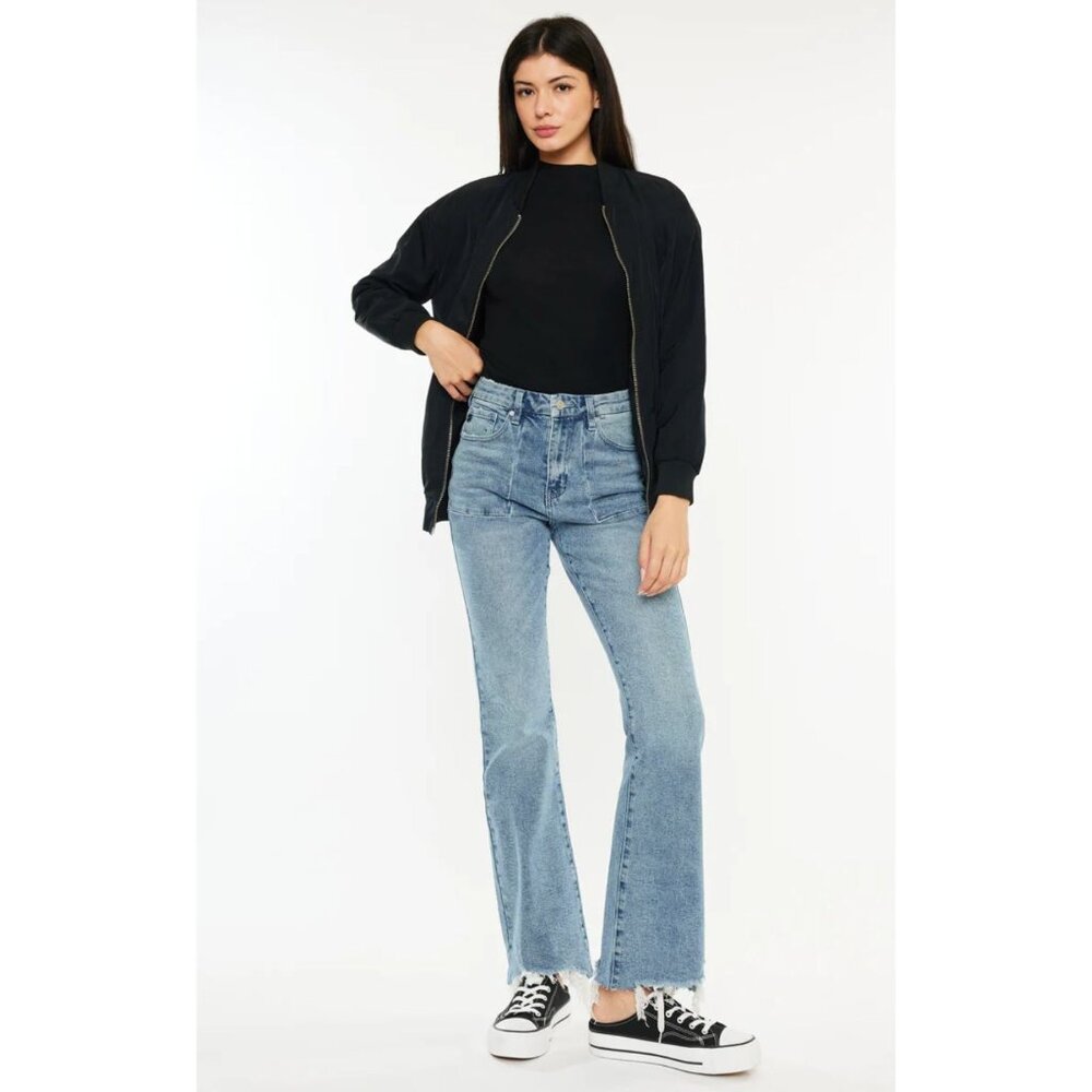 KanCan Petite Hawthorne High Rise Flare Jeans in Medium Wash - Sz 13/30